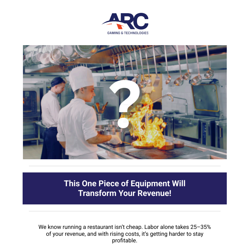 ARC Gaming — segmented B2B email campaign